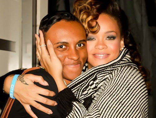 Rihanna and Hayden Williams embracing