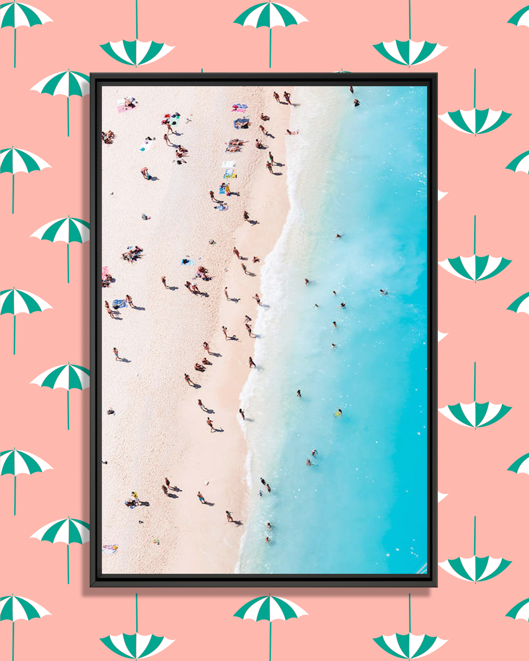 a beach with people as seen from above