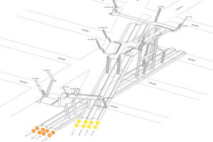 an architectural map showing New York's train lines at 34th Street Herald Square Station