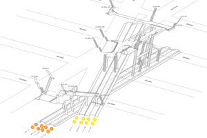 an architectural map showing New York's train lines at 34th Street Herald Square Station