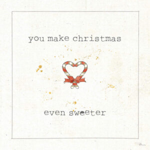 Typography print with two candy canes in the shape of a heart and text that says "You make Christmas even sweeter"