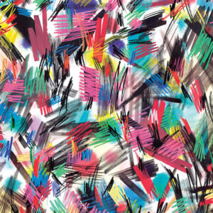 “Wild Strokes Colorful” by Ninola Design shows colorful paint strokes featuring zigzag lines.