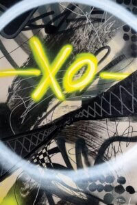 "Extra Old" by Harry Salmi shows the letters XO against a black and white abstract.
