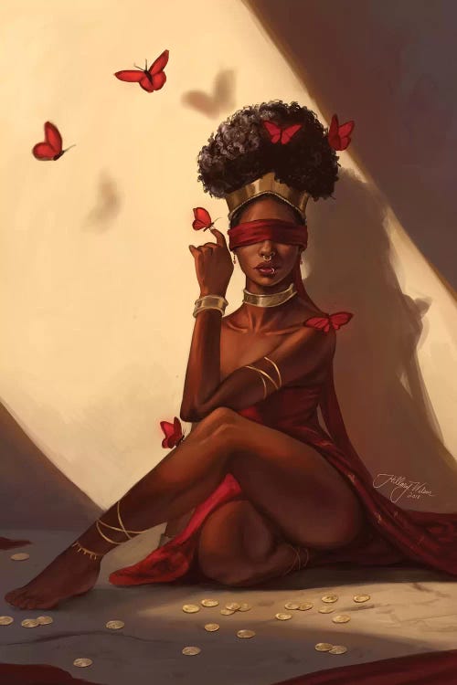 black woman surrounded by butterflies