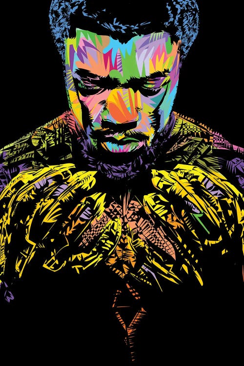 colorful chadwick boseman as black panther hero