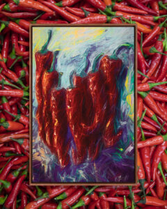 Oil painting of red chili peppers by iCanvas artist OLena Art