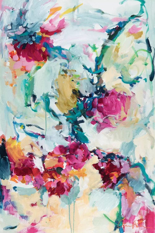 Abstract wall art of pastel florals