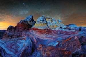 Photography of White Pocket Arizona canyons at night time by iCanvas artist OLena Art