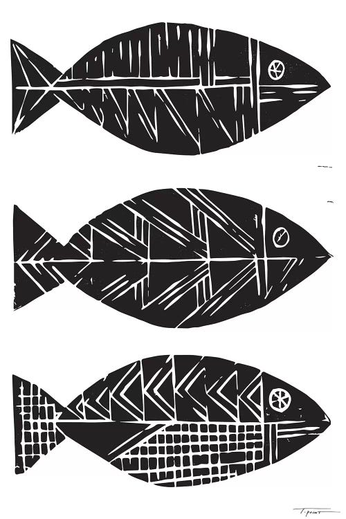 Three black tribal fish by iCanvas artist Statement Goods