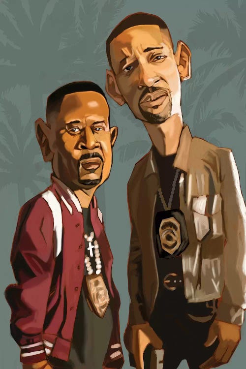 Caricature of Marcus and Michael from Bad Boys by iCanvas artist Evan Williams