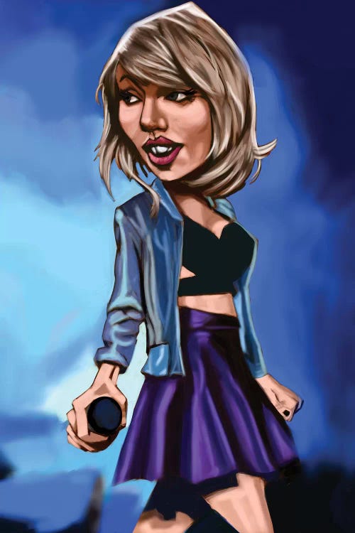 Caricature art of Taylor Swift by iCanvas artist Evan Williams