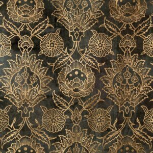 Wall art of ornate black and gold wallpaper pattern by iCanvas artist Jennifer Goldberger