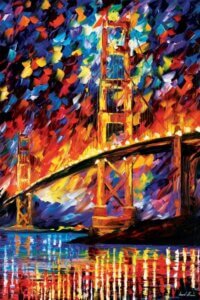 Watercolor painting of the Golden Gate Bridge in California by iCanvas artist Leonid Afremov