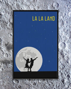 Wall art of La La Land movie poster against moon background by iCanvas artist Popate