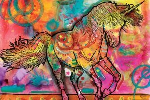 Various takes on unicorns rainbow street art by iCanvas artist Dean Russo