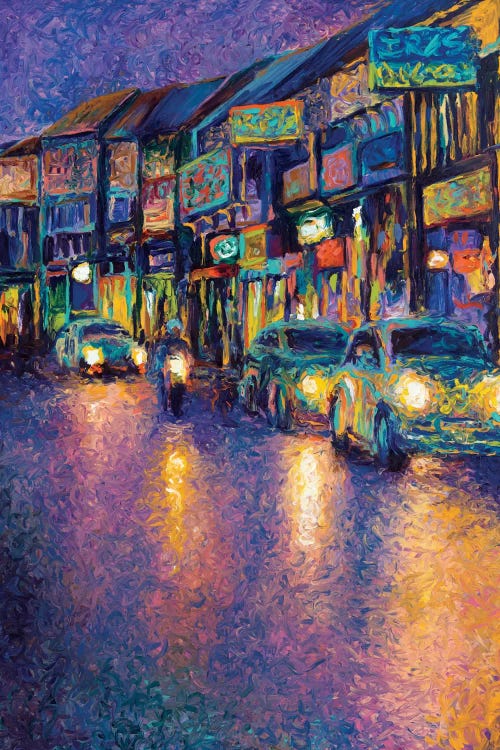 Oil painting of a Thai street by iCanvas artist Iris Scott