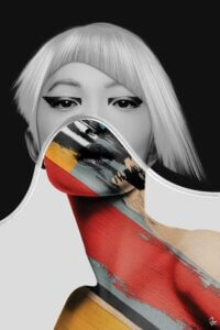 Make a Statement art of blonde Asian woman blending with colors by iCanvas artist Giulio Rossi
