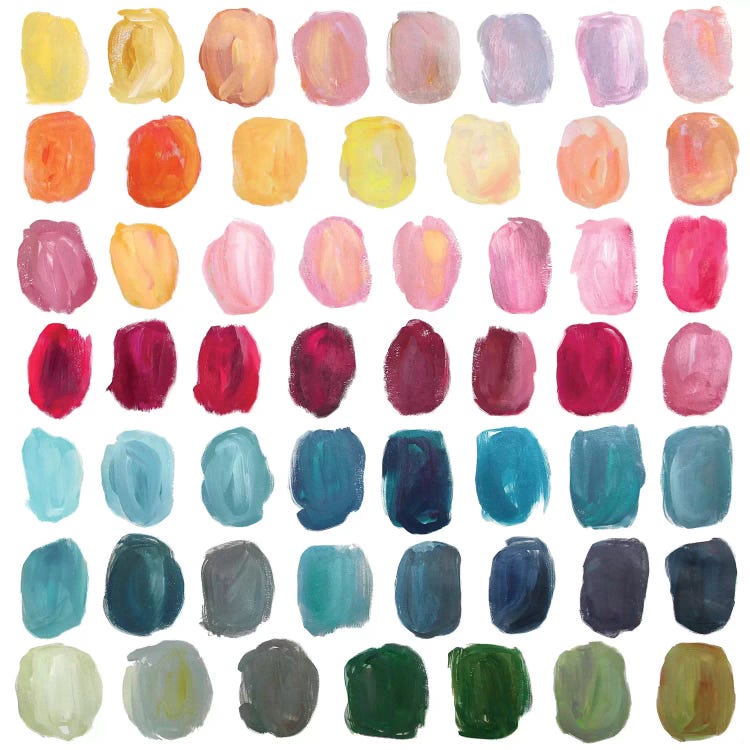 Wall art of colorful paint splotches by iCanvas female artist Stephanie Corfee