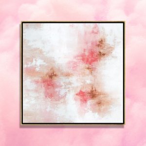 Framed pink abstract art by Spellbound Fine Art against a pink cotton candy background