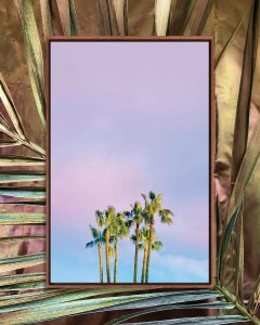 Wall art of palm trees against a purple and blue sky by iCanvas artist Beli