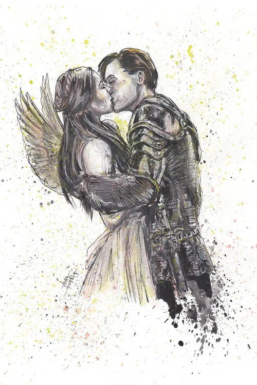 Sketch of a dark version of Romeo and Juliet by iCanvas artist Adam Michaels
