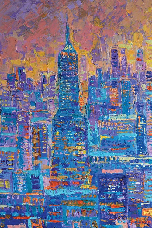 impressionistic painting of Manhattan skyline by iCanvas new creator Adriana Dziuba