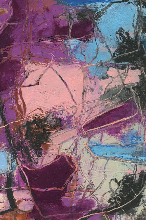 Abstract art featuring pink, purple, blues and whites by Jenny Furman