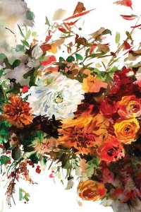 Wall art of orange and white flowers by 5 Questions With iCanvas artist Gosia Gregorczyk