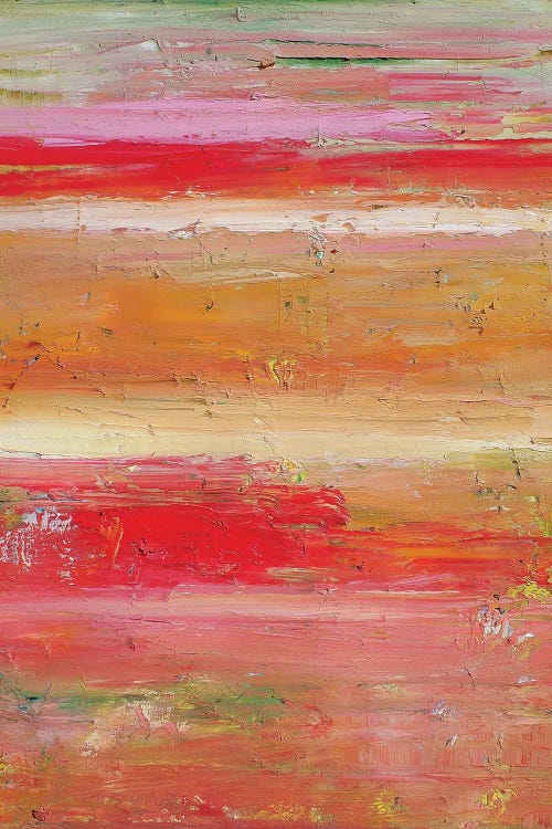 Abstract painting featuring shades of pink and orange by new iCanvas creator Arun Prem