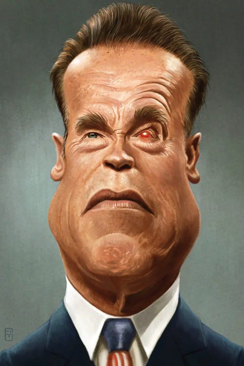 Celebrity caricature of Arnold Schwarzenegger by new iCanvas creator Fernando Mendez