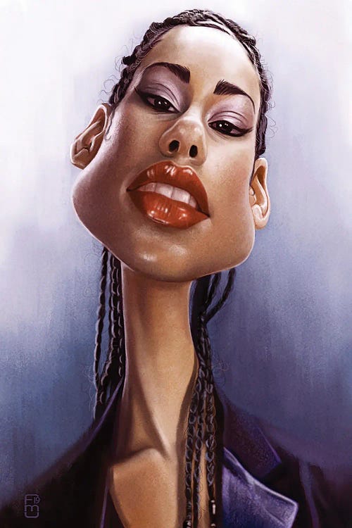 Celebrity Caricature of Alicia Keys by new creator Fernando Mendez