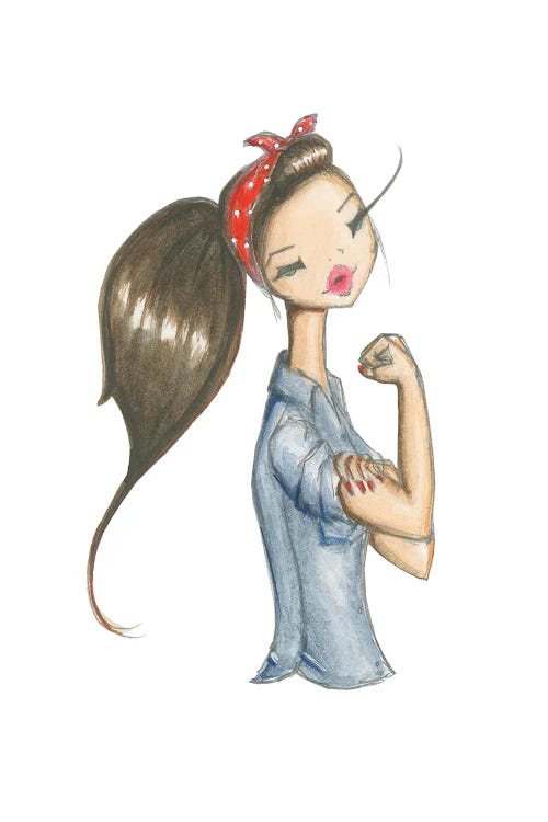 Fashion illustration of Rosie the Riveter by new iCanvas creator Josefina Fernandez