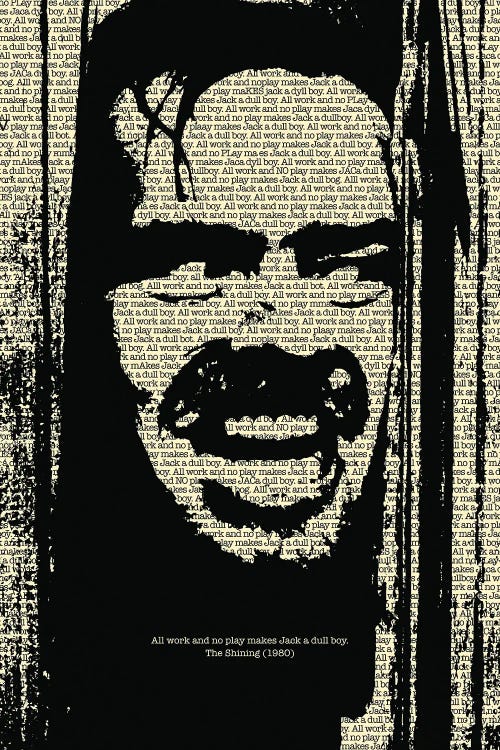 Wall art of Jack Nicholson in The Shining made from a book page by new iCanvas creator Simon Lavery