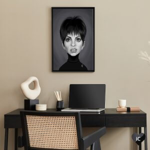 Black and white celebrity caricature of LGBTQ icon Liza Minnelli by iCanvas artist Rob Snow