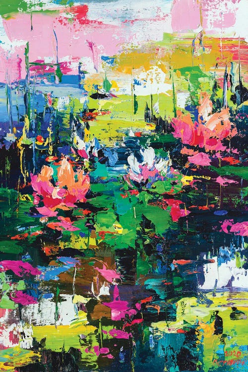 Classical art of Monet’s water lilies reimagined with vibrant abstracts by iCanvas artist Andrej Ostapchuk