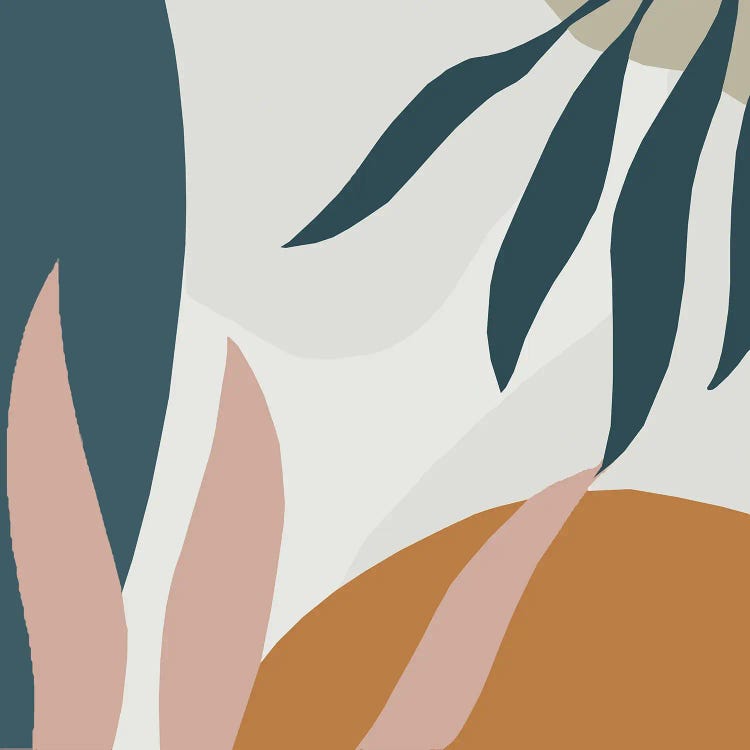 Classic art print reimagining Matisse’s cut-outs with earth tones and leaves by iCanvas artist Art Mirano