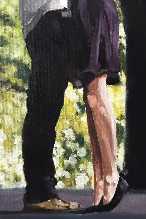 Painting of the legs of a couple embracing by new icanvas artist James Coates