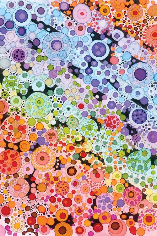 Classic art print of colorful circles reimagining Kandinsky by iCanvas artist Jan Matthews