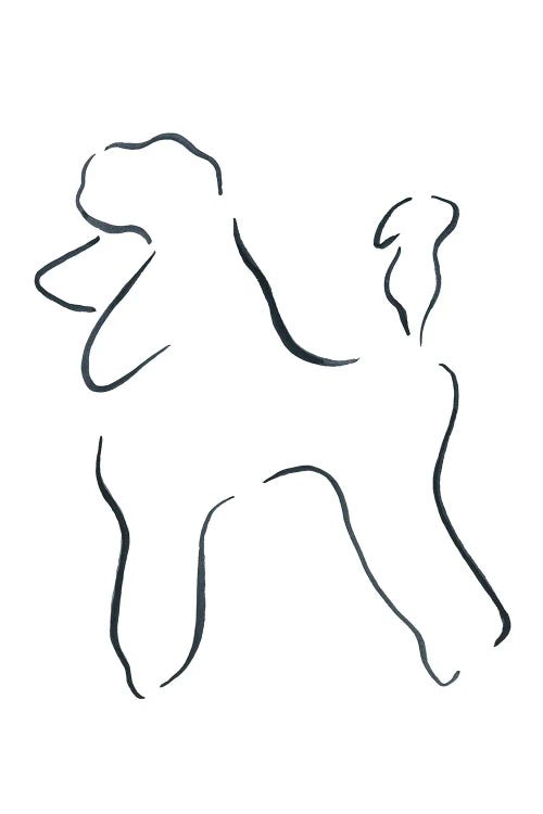 Minimalist line drawing of a poodle by new creator Lesley Bishop