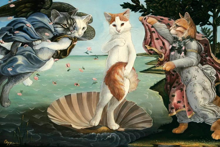 Classic art with a twist of Birth of Venus featuring kittens by iCanvas artist Melinda Cooper