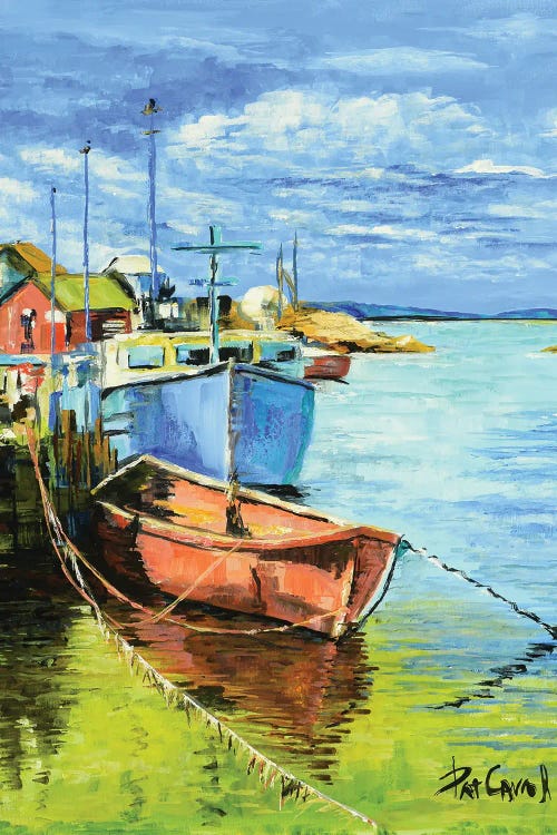 Fine art painting of boats at dock by new iCanvas creator Patricia Carroll
