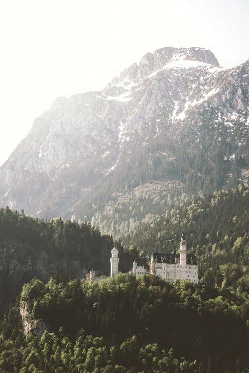 Photography of a white castle among green trees in front of mountains by new creator Michael Schauer