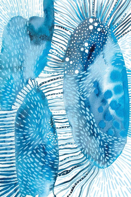 Frida Kahlo inspiration art of blue sea shapes by icanvas artist Sunny Altman