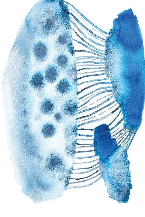 Frida Kahlo inspiration art of blue abstract sea shapes by icanvas artist Sunny Altman