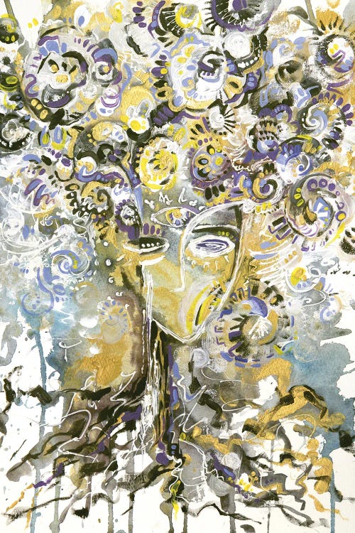 Abstract art of woman's face and head morphing into a tree by new iCanvas creator Yulia Belasla
