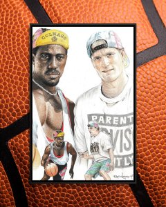 Pop culture art of Billy and Sidney in White Men Cant Jump by icanvas artist Inked Ikons