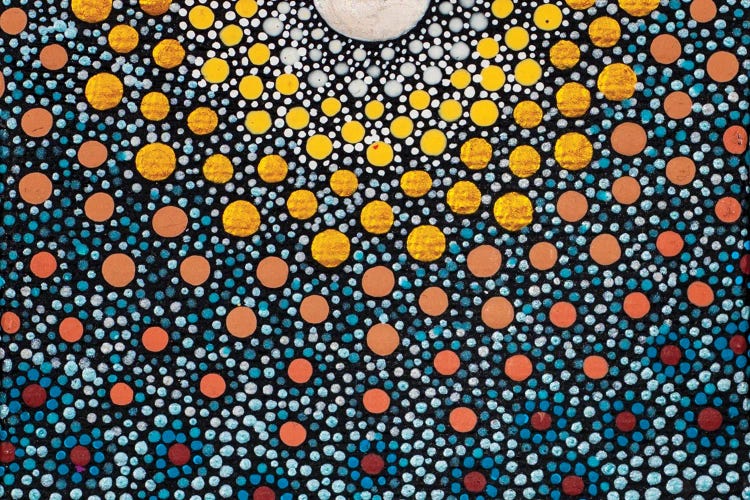 Dotted abstract art featuring orange, yellow and blue dots by new icanvas artist Amy Diener