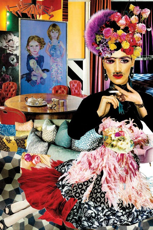 fashion collage featuring Frida Kahlo with cigarette by new creator corentin de penanster