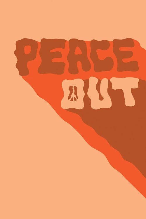 Pink typography of words "Peace Out" by new icanvas artist Doodle By Meg