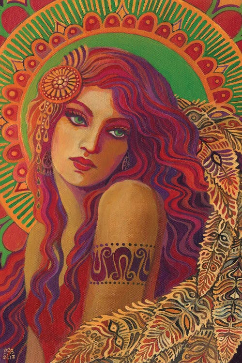 Portrait of redheaded mythical woman by new icanvas creator Emily Balivet